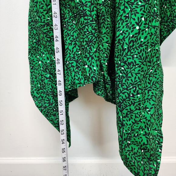 Bombchel V-Neck Asymmetric Hem Halter Dress Green Floral 100% Cotton OS M/L - Picture 12 of 15